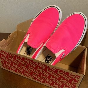 Hot pink Vans slip ons